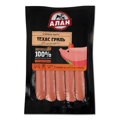 Ковбаски Варені Техас Гриль Алан В/ґ В/У, 0.2кг