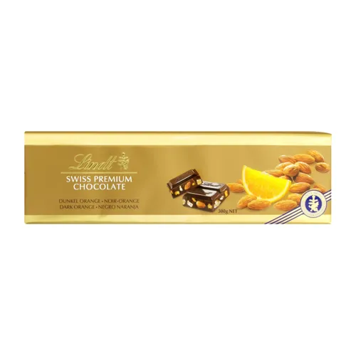 Шоколад темний швейцарський з апельсином і мигдалем Lindt м/у 300г