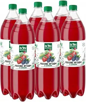 Упаковка безалкогольного напою сокосодержащого Бон Буассон Джус Лесные ягоди 2л x 6 пляшок