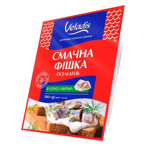 Оселедець Veladis Смачна фішка філе-шматочки в соусі Тартар 100г