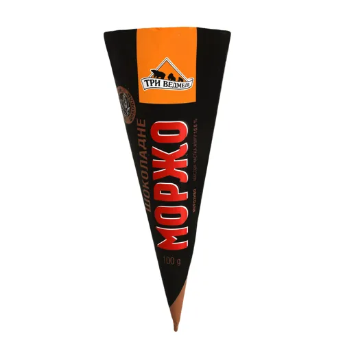 Морозиво 10% у вафельному ріжку шоколадне Моржо Три ведмеді м/у 100г