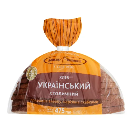 Хліб Київхліб Український столичний нарізаний половинка вищого ґатунку, 475г