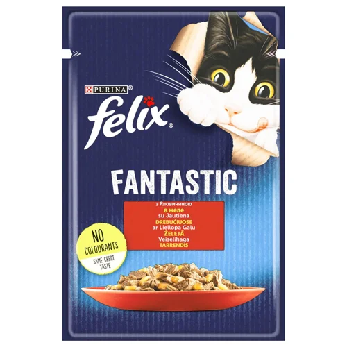 Корм вологий Felix Fantastic з яловичиною для котів 85г