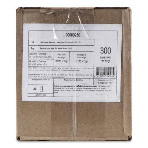 Чорний байховий чай Ritz Barton, в/ґ, м/у 300х2г