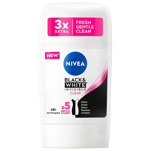 Антиперспірант твердий Nivea Чорне та біле Невидимий Clear 50мл