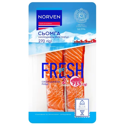 Сьомга Norven філе-порції на шкірі охолоджена 270г