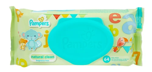 Дитячі Вологі Серветки Ромашка Natural Clean Pampers, 64 шт