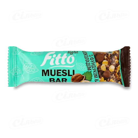Батончик-мюслі Fitto light з фундуком та шоколадом, 25г
