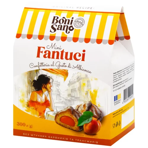 Печиво Bonisano "Fantuci" зі смаком Абрикосу 300г