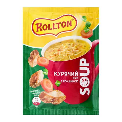Суп швидкого приготування курячий з локшиною Rollton м/у 17г
