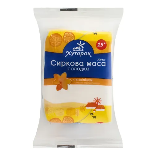 Маса сиркова 15% солодка з ваніліном Хуторок м/у 200г