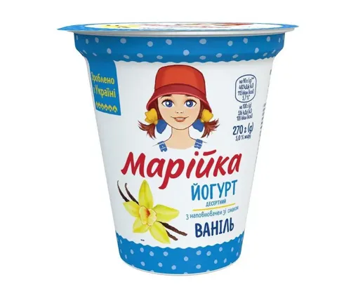 Йогурт 5% десертний з наповнювачем зі смаком Ваніль Марійка ст 270г