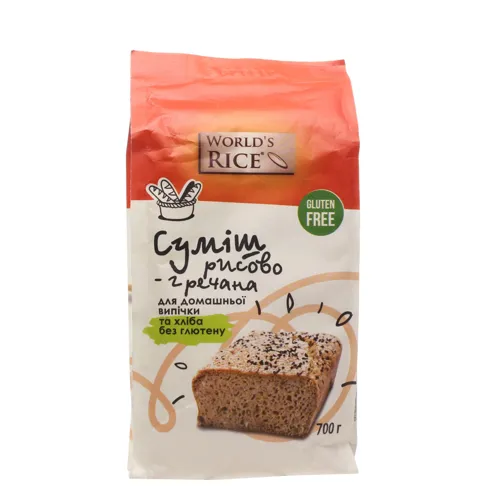 Суміш рисово-гречана для домашньої випічки World's Rice м/у 700г