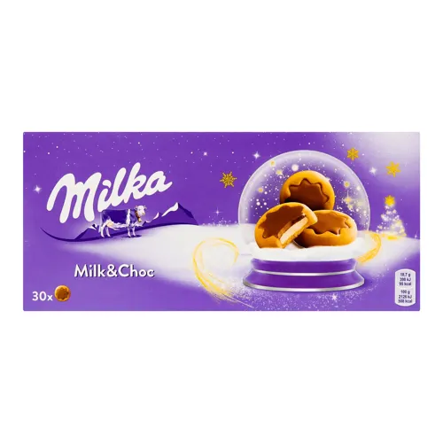 Печиво з молочною начинкою частково вкрите молочним шоколадом Milk&Choc Milka к/у 187г