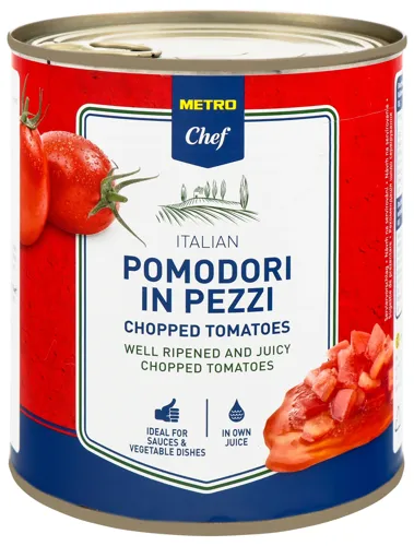 Томати консервовані нарізані в томатному соці Metro Chef з/б 800г