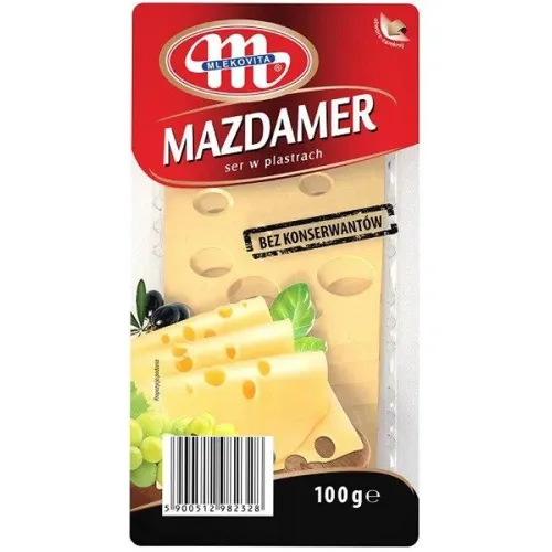 Сир Mlekovita Маздамер нарізка 26% 100г