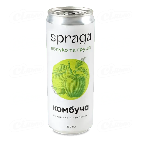 Напій Spraga Комбуча Яблуко та груша слабогазований 0,33л