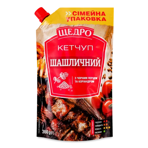 Кетчуп Шашличний з чорним перцем та коріандром, д/п, 360г