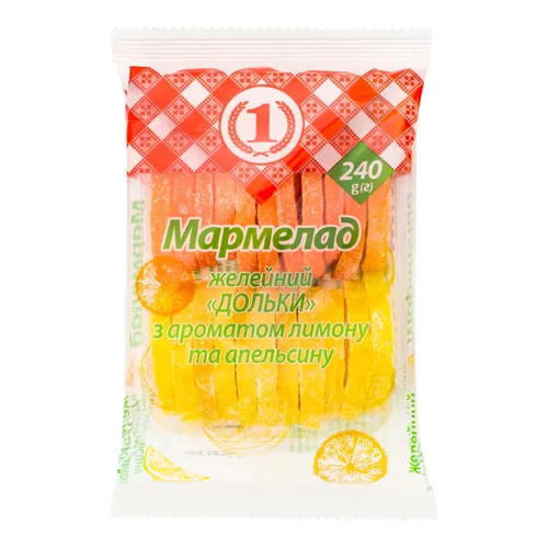 Мармелад желейний з ароматом лимону та апельсину Дольки №1 м/у 240г