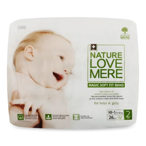 Підгузки Дитячі Magic Soft Fit Band NatureLoveMere, Розмір 2, 3-6 кг, 26 шт, в/ґ