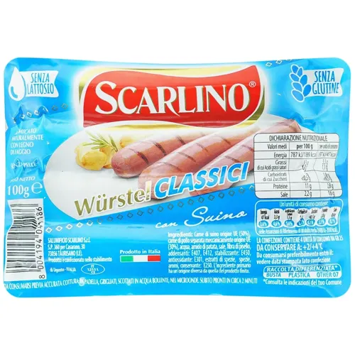 Сосиски Scarlino з м'яса курки та свинини 100г
