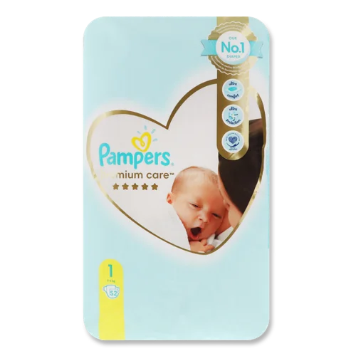 Підгузки Дитячі 2-5 кг Premium Care Pampers, 52 шт, в/ґ