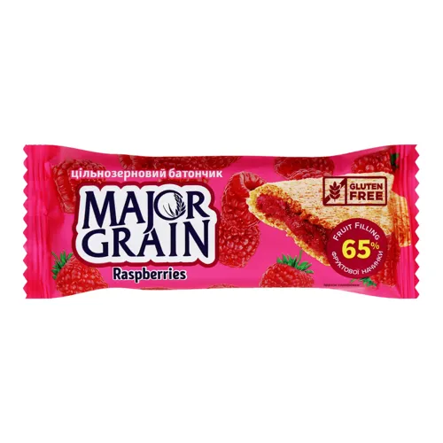 Батончик цільнозерновий «Raspberries Major Grain» АВК м/у 40г