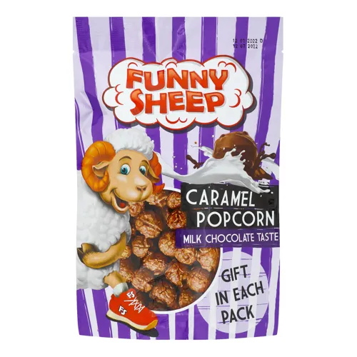 Попкорн зі смаком молочного шоколаду Caramel popcon Funny Sheep м/у 90г