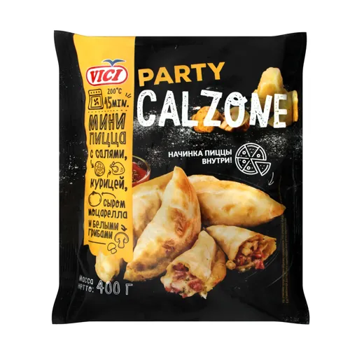Піца-міні Vici Calzone з салямі, куркою, сиром моцарелла 400г х12