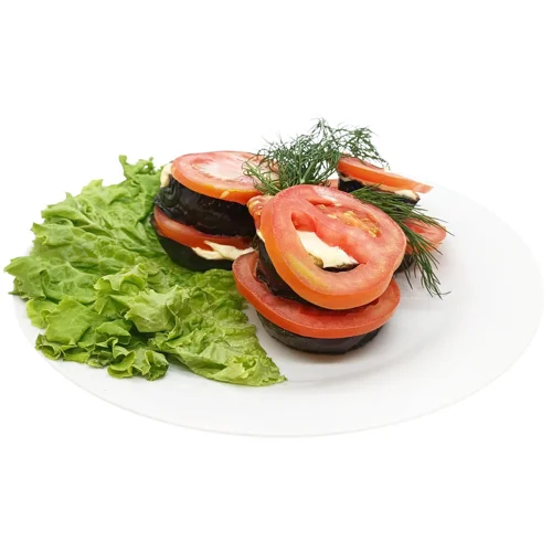 Стейк із баклажанів та помідорів