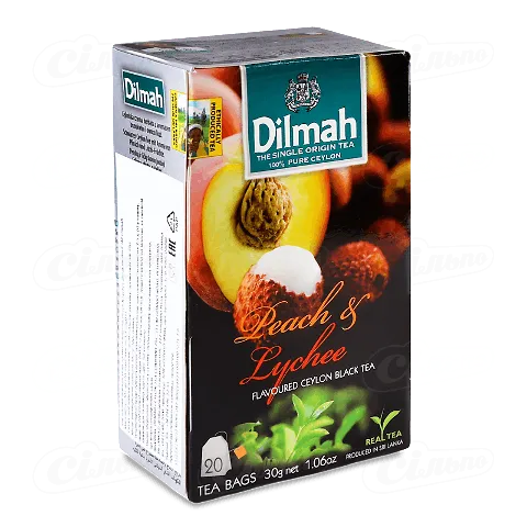 Чай чорний Dilmah Персик та Лічі, 20*1,5г/уп