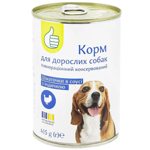 Корм вологий Auchan з індичкою для собак 415г