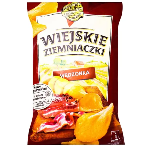 Чіпси Wiejskie Ziemniaczki картопляні зі смаком бекону 130г