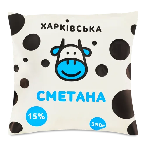 Сметана 15% Вищого Ґатунку, Харківська, 350 г