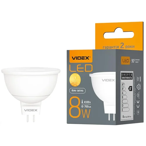 Лампа світлодіодна Videx MR16 8W GU5,3 4100К