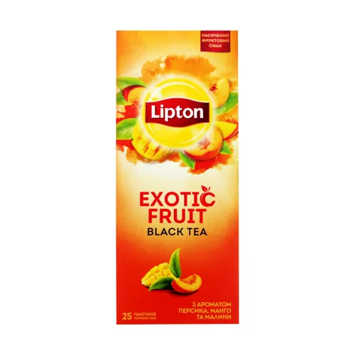 Чай чорний з ароматом персика манго та малини Exotic Fruit Lipton