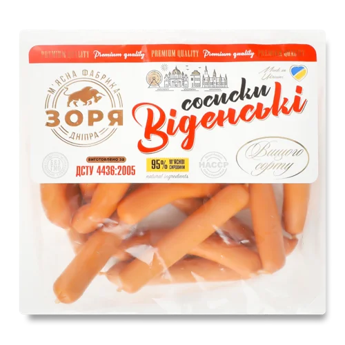 Сосиски Віденські Вищого Ґатунку Зоря Дніпра, кг