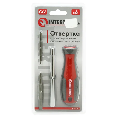 Викрутка Intertool з двосторонніми змінними насадками 6в1