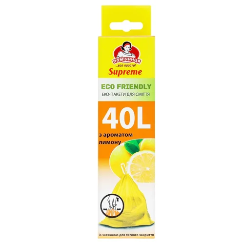 Пакети для сміття Помічниця Eco Friendly з ароматом лимону 40л 12шт