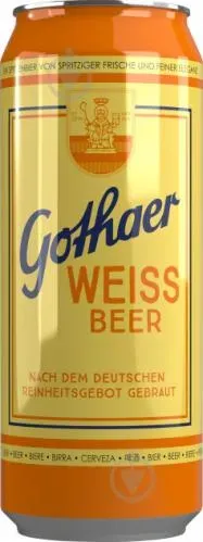 Пиво світле нефільтроване Gothaer Weiss 0.5л ж/б