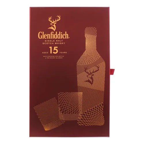 Набір віскі 0.7л 40% односолодовий 15 років+2 стакана Glenfiddich