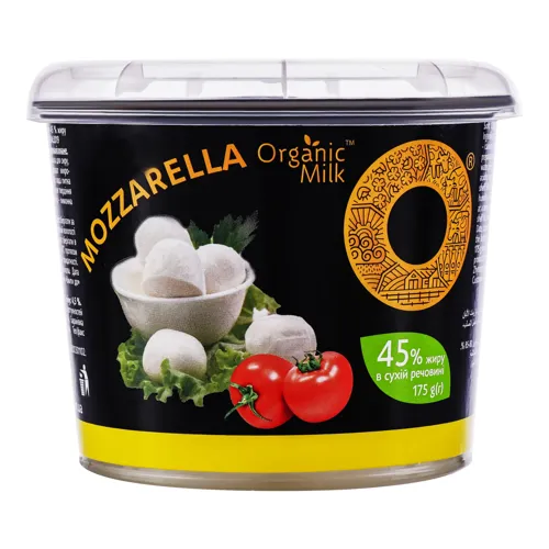 Сир 45% м'який органічний Mozzarella Organic Milk 175г