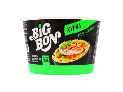 Локшина швидкого приготування Курка+соус Сальса BigBon ст 85г