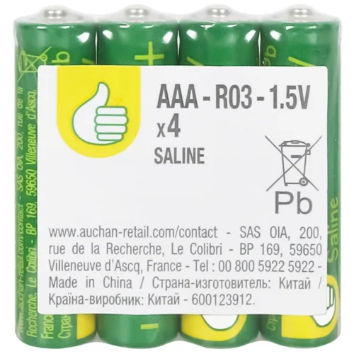 Батарейки Auchan сольові ААА 4шт