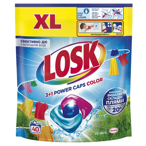 Капсули для прання Losk 3+1 Power Caps Color 40шт