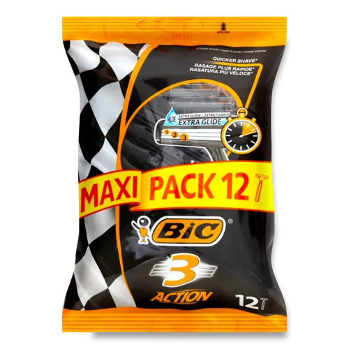 Станок Для Гоління Одноразовий Action 3 BIC, 12 шт