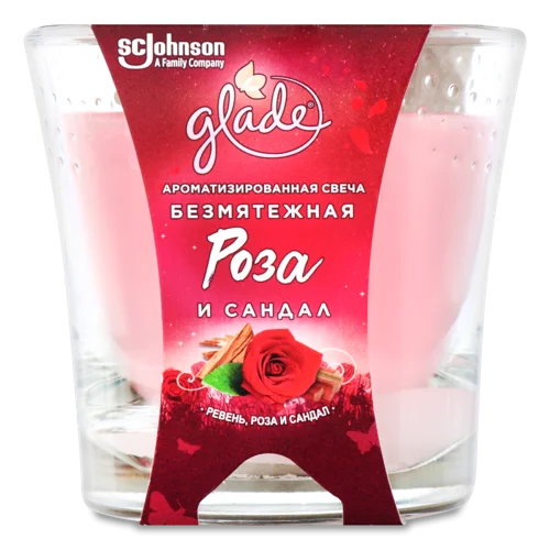 Свічка Ароматизована Лагідна Троянда і Сандал, Glade, 129г, в/ґ
