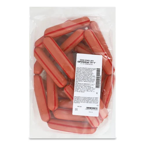 Сосиски Варено-Копчені Європейські ТМ '1', 1г