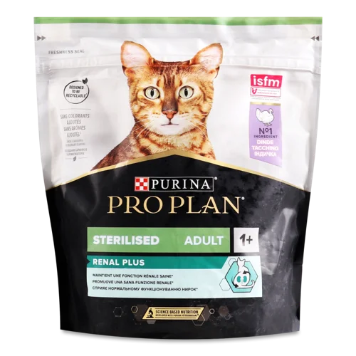 Корм сухий для дорослих стерилізованих котів з індичкою, Renal Plus Pro Plan, д/п, 400 г
