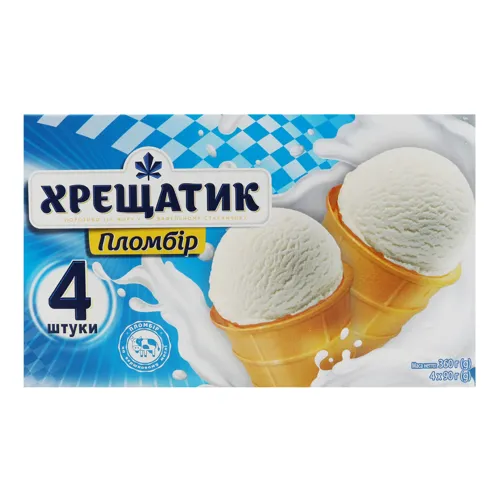 Морозиво 15% пломбір у вафельному стаканчику Хрещатик к/у 4х90г
